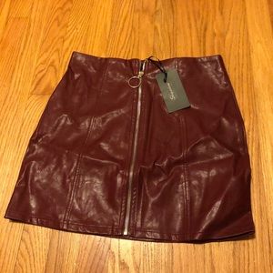 Red leather skirt